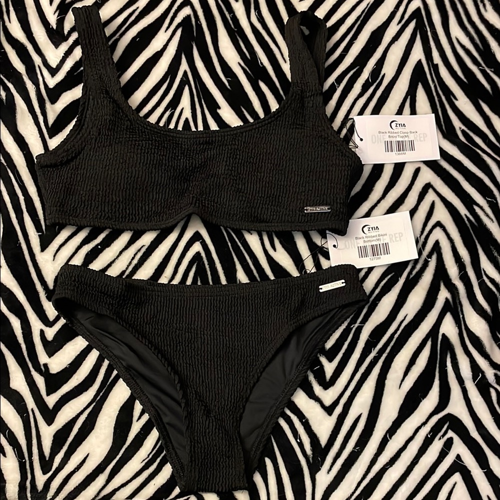 ZYIA Black Ribbed Bikini Set